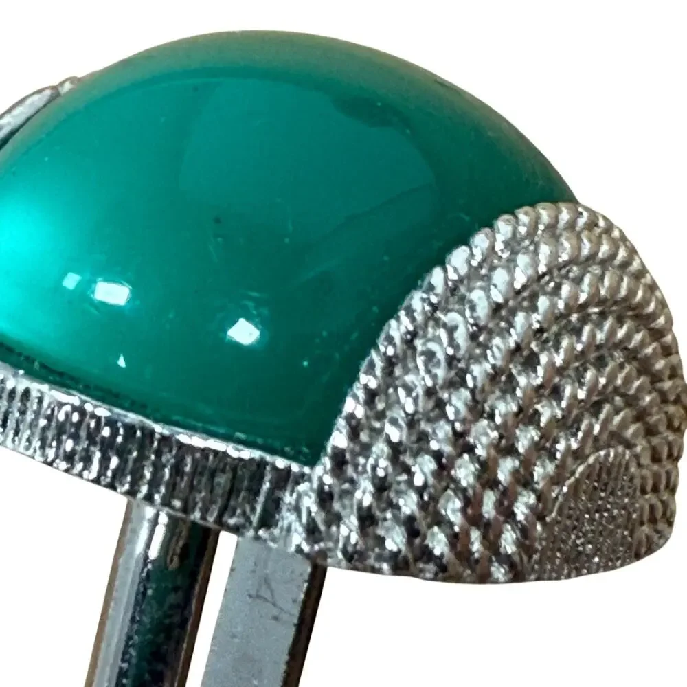 MCM Green Cufflinks Dome Style with Silver Tone